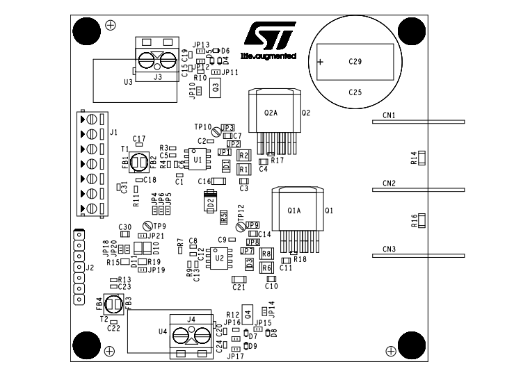기계 도면 - STMicroelectronics EVSTGAP2SICSN/C 평가 보드